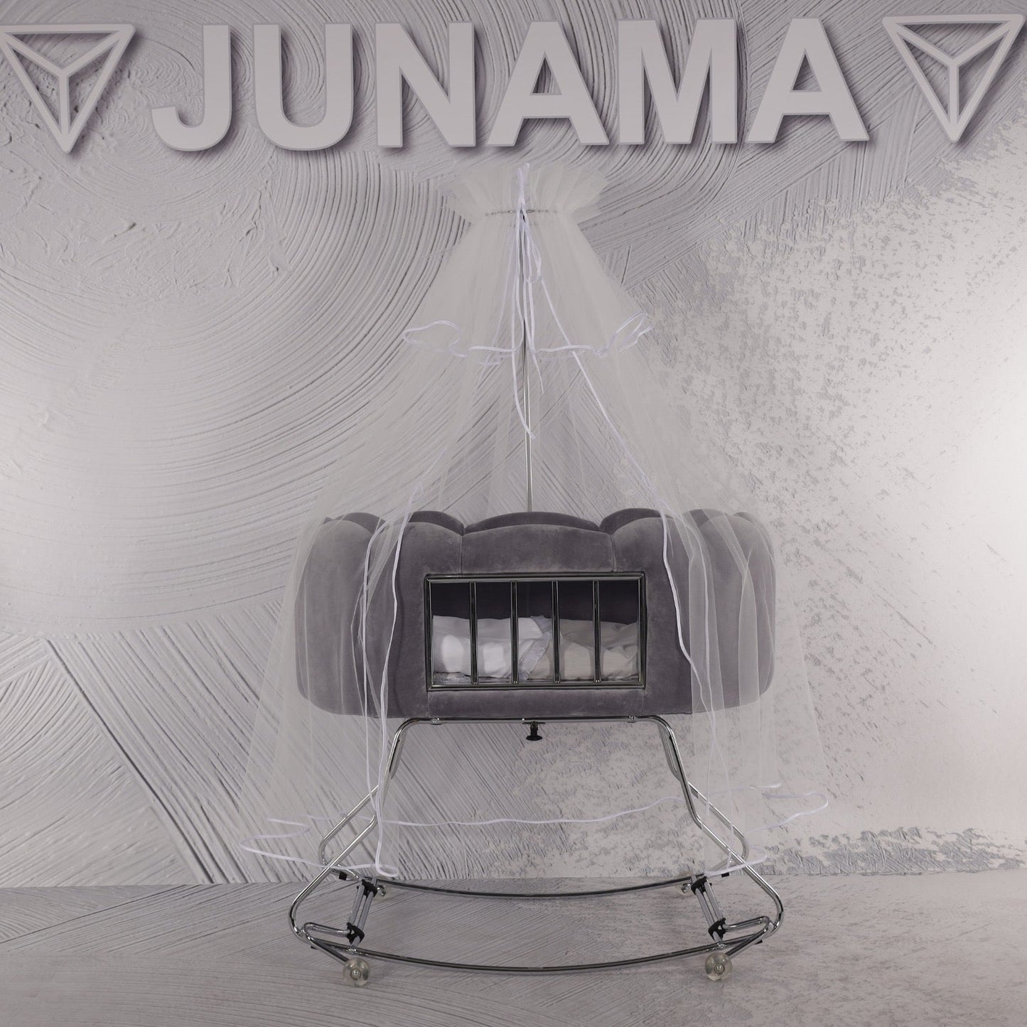 JUNAMA WIEGE TULIPAN - GRAU MIT GITTER