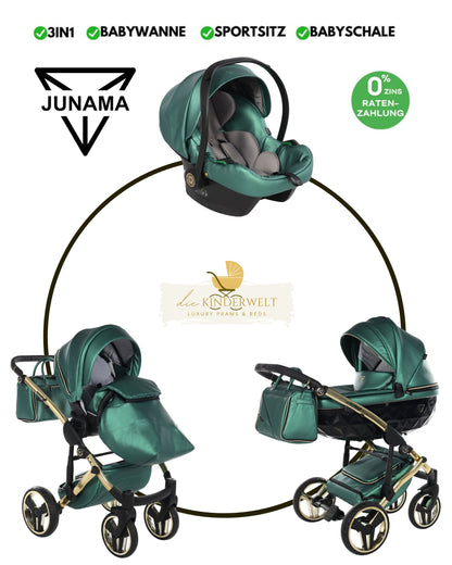 BUNDLE 2: Junama Diamond Fluo Line Kombi-Kinderwagen - - 02“ 3-in-1 SET