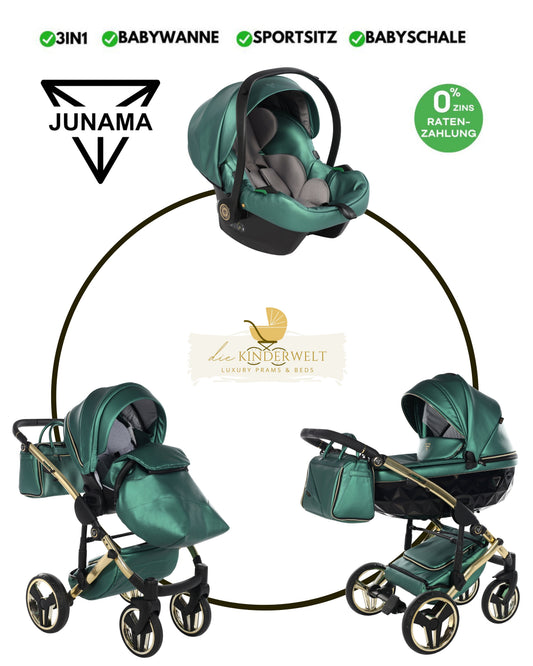 BUNDLE 2: Junama Diamond Fluo Line Kombi-Kinderwagen - - 02“ 3-in-1 SET