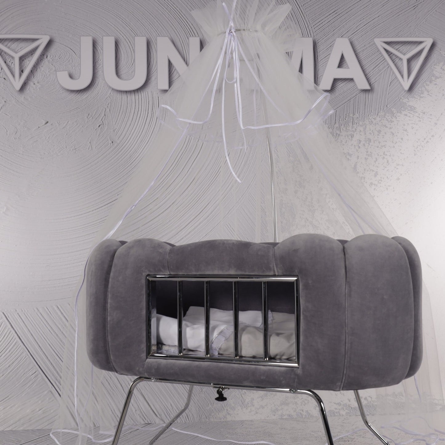 JUNAMA WIEGE TULIPAN - GRAU MIT GITTER