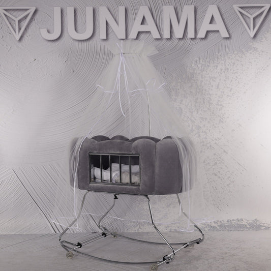JUNAMA WIEGE TULIPAN - GRAU MIT GITTER