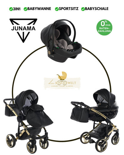 BUNDLE 4: Junama Diamond Fluo Line Kombi-Kinderwagen - - 04“ 3-in-1 SET