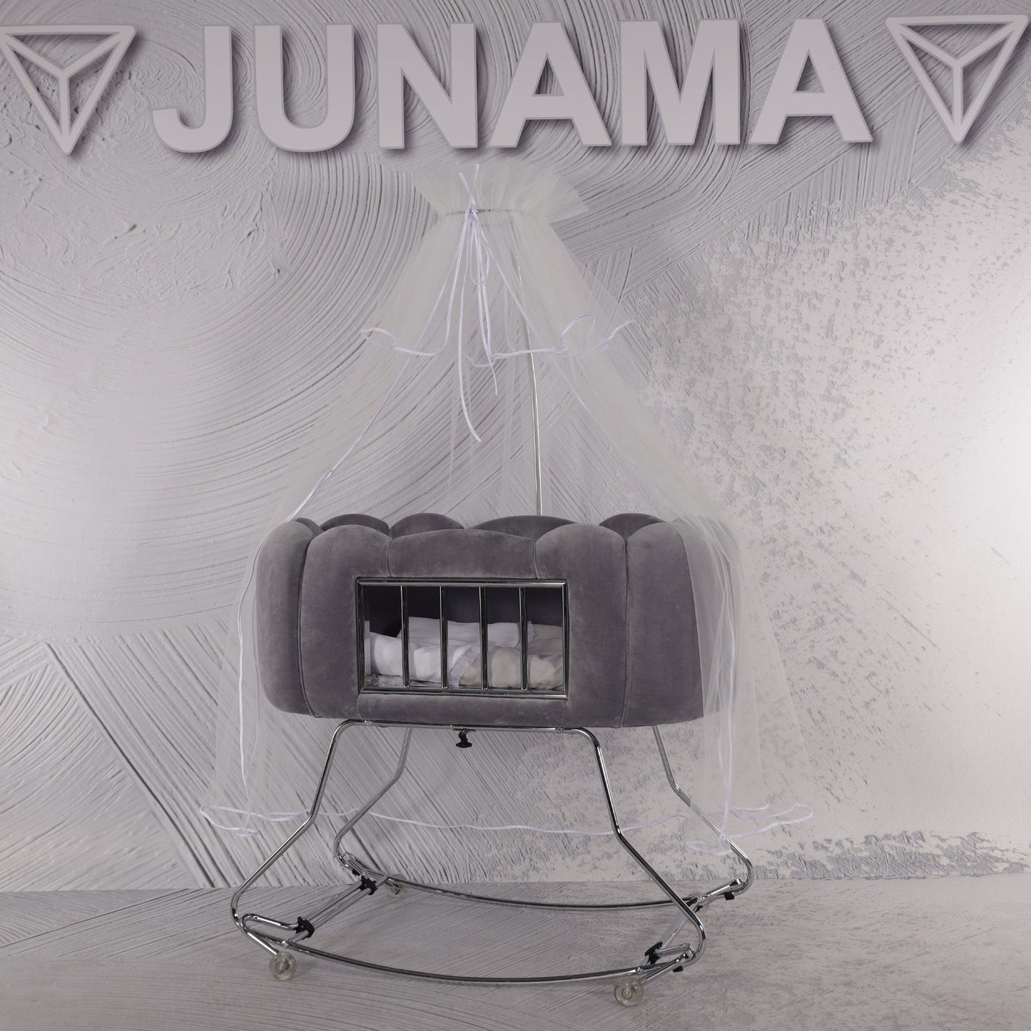 JUNAMA WIEGE TULIPAN - GRAU MIT GITTER
