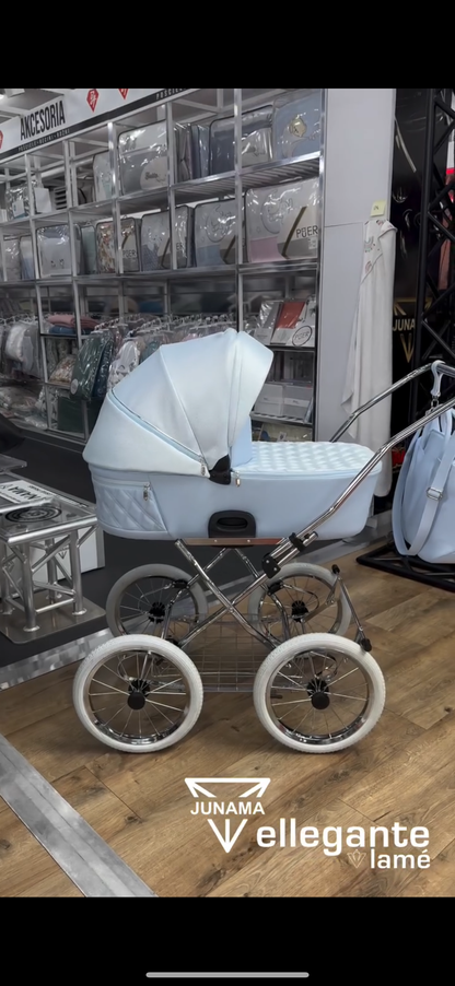Junama Diamond Ellegante Lamé Kombi-Kinderwagen
RETRO - BABYBLUE