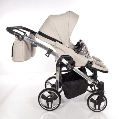 Zwillings-/Geschwisterwagen JUNAMA DUO V3 - ECO BEIGE/SILBER